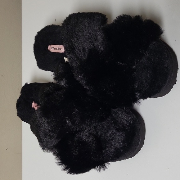 La Vie En Rose Soft Fluffy Open Toe House Slippers - Picture 10 of 11